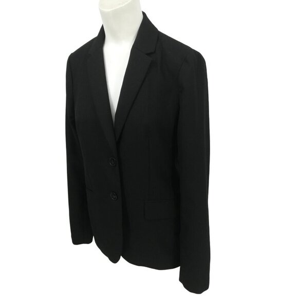 J Crew Factory Black Lightweight Wool Blazer Size 6 Lined Jacket Career 2 Button - Picture 7 of 13